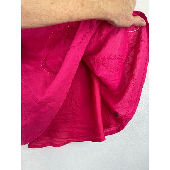 Valerie Stevens Pink 100% Linen Sleeveless Blouse Beading Embroidered XL - Picture 5 of 12